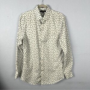 Banana Republic Mens Grant Slim Fit Palm Tree Button Down M No Iron Cotton Shirt